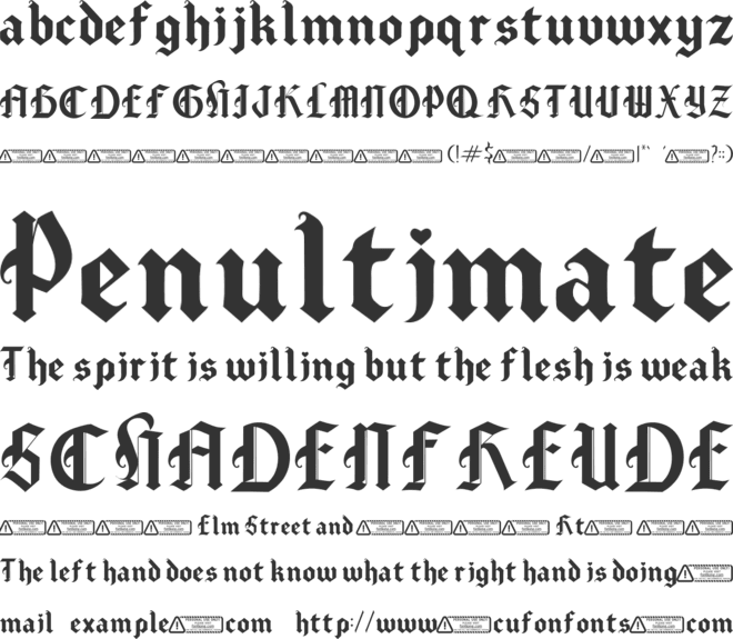 Gothic Valentine PERSONAL USE O font preview