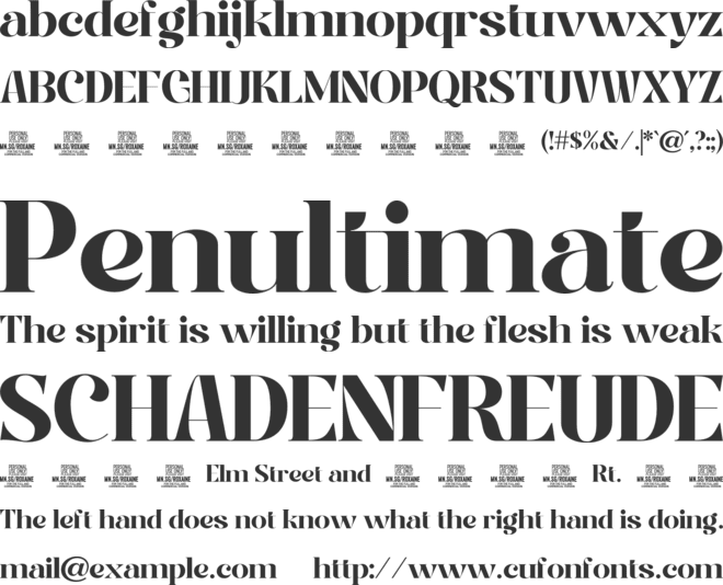 Roxaine Serif PERSONAL USE font preview