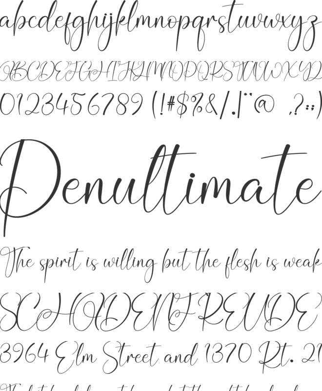 California font preview