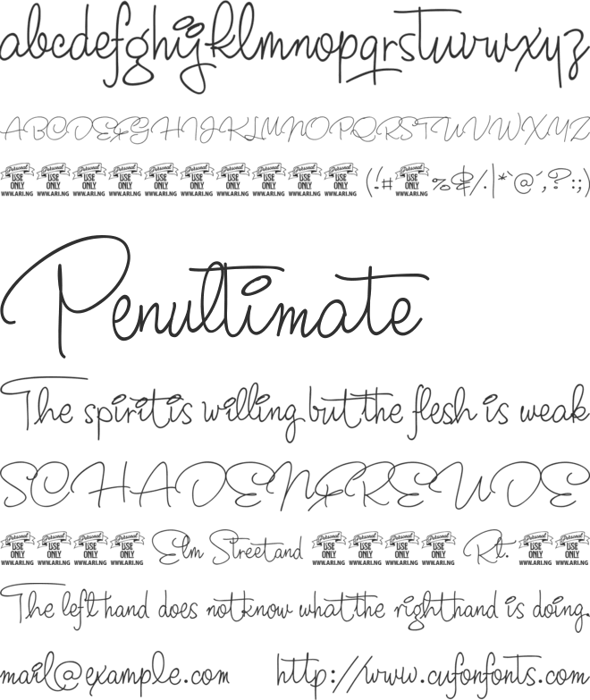 Crunchy PERSONAL USE ONLY font preview