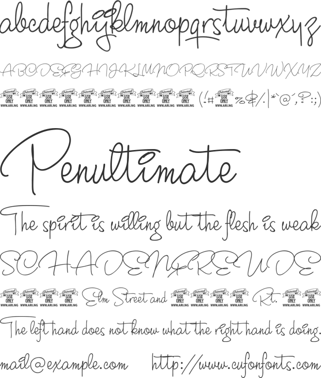 Crunchy PERSONAL USE ONLY font preview