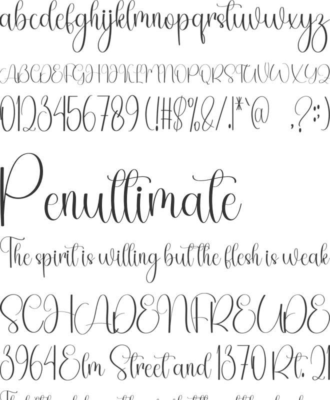 Magnolia  Samantha font preview