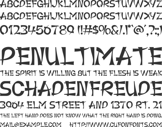 Zilong font preview