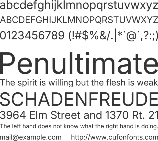 Inter 18pt font preview