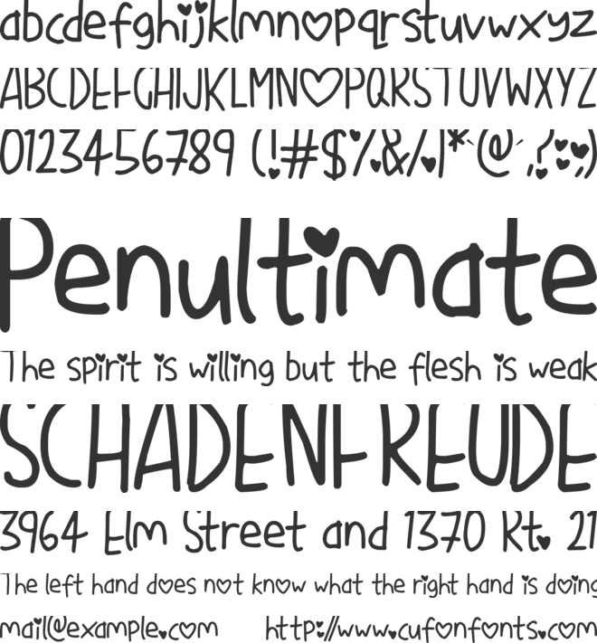 Love Me font preview
