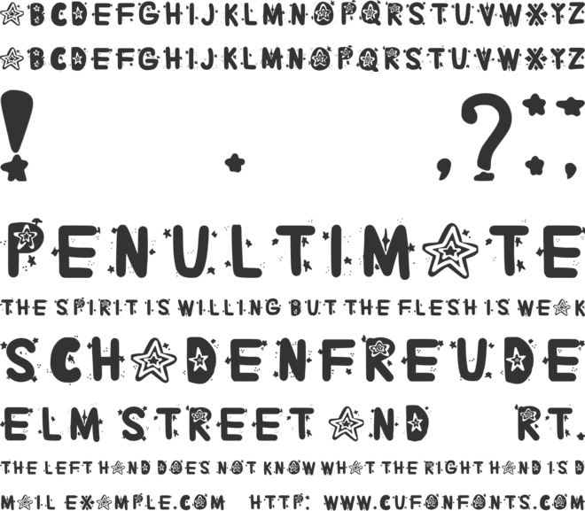 Sparkles And Trippies font preview