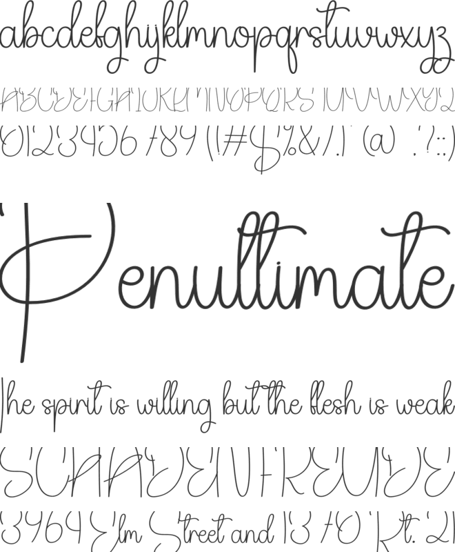 Simple Calligraphy font preview