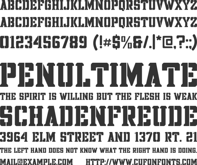 Beringas Block Military Stencil font preview