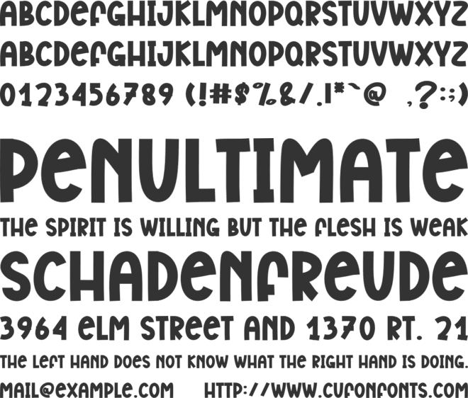 White Varsity font preview