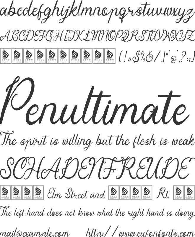 Yinderia font preview