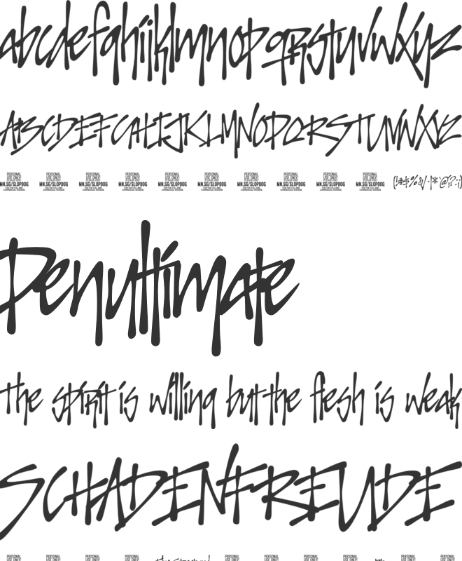 Slopdogz PERSONAL USE font preview