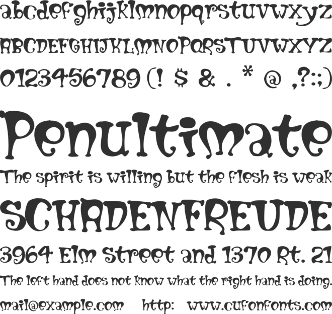 Mumblypegs font preview