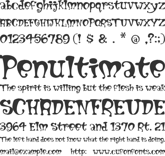 Mumblypegs font preview