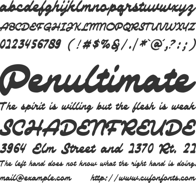 Calafiory Modern Cursive  Food font preview