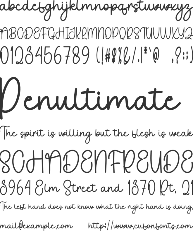 School Handmade font preview