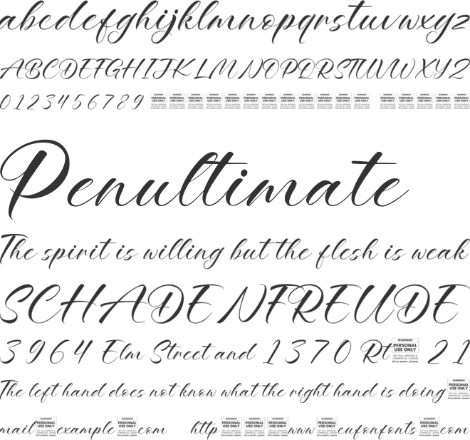 Atelier Beauty - Non Commercial Use font preview