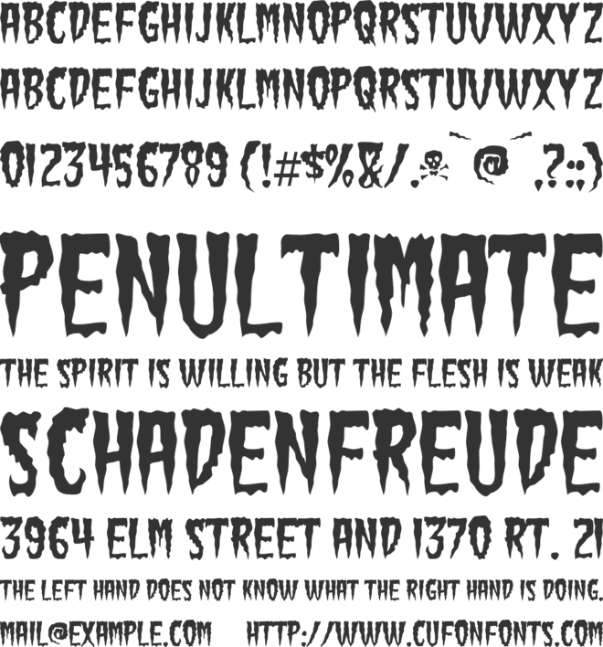 Nightmare Notes font preview