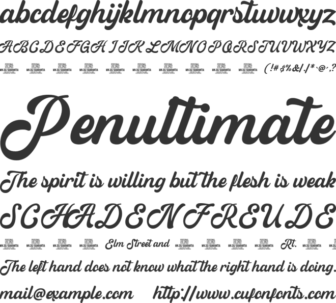Guarantia PERSONAL USE font preview