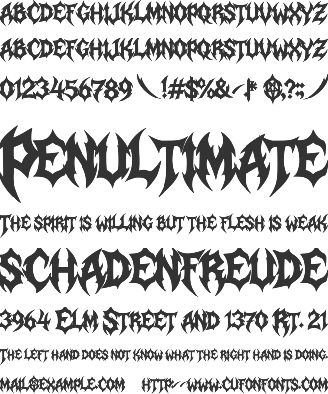 Sanguine Frost font preview