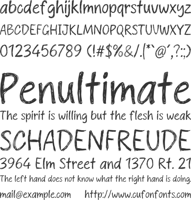 Sketchy Notes font preview