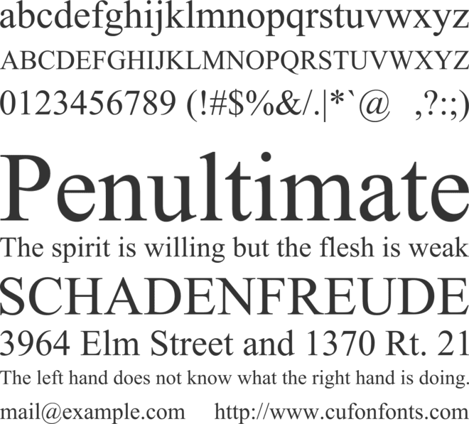 BCC Mro Serif font preview