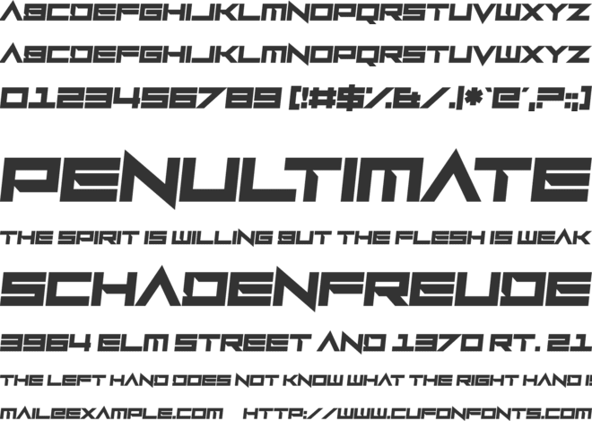 Excess V font preview