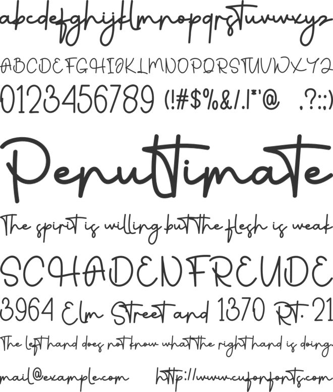 Cheerleading font preview