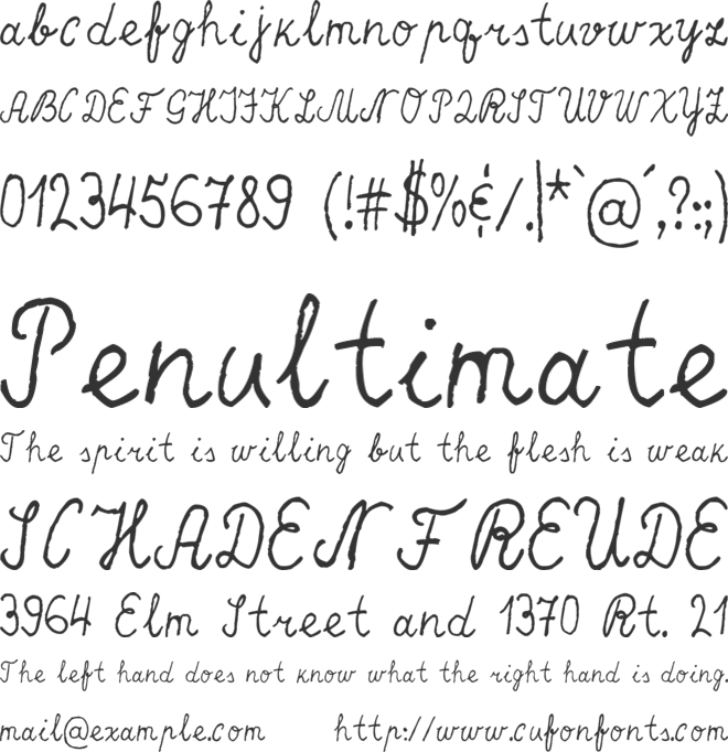 Erratic Cursive font preview