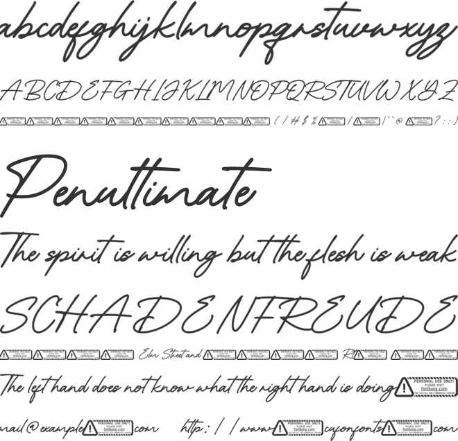 Rosallina Script PERSONAL USE O font preview
