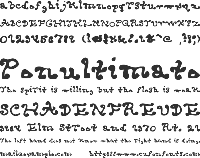 Endcurled font preview