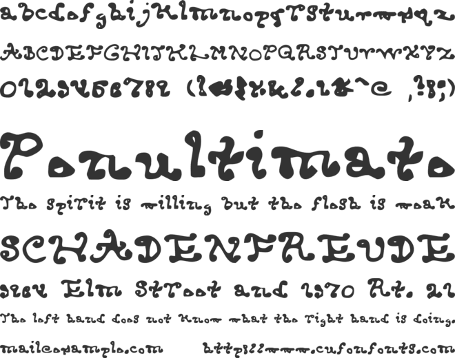 Endcurled font preview