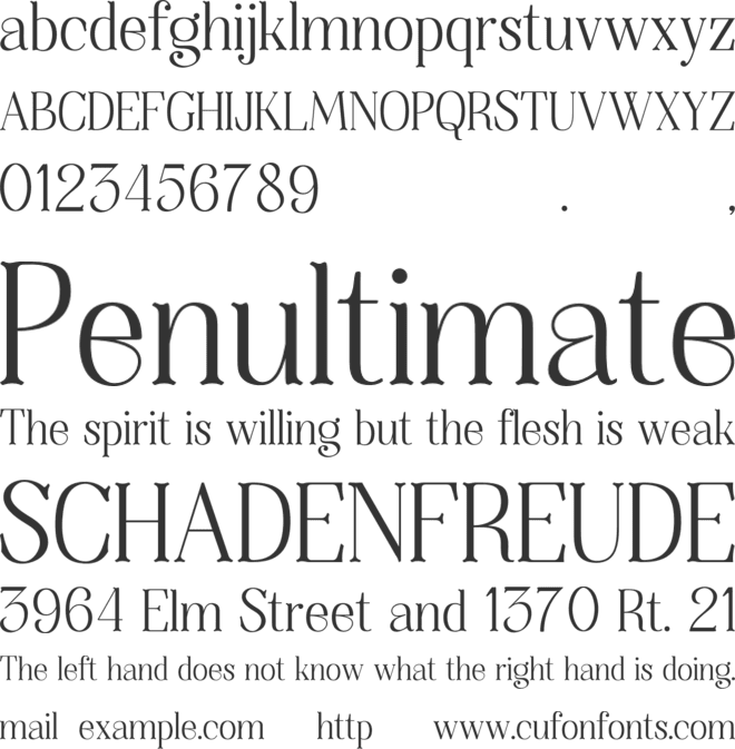 Thenyodia font preview