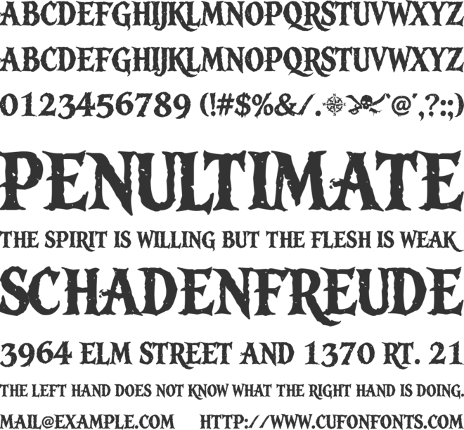 Vengeance at Sea font preview