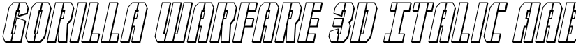 Gorilla Warfare 3D Italic font