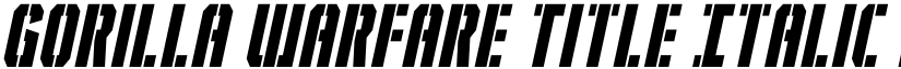 Gorilla Warfare Title Italic font