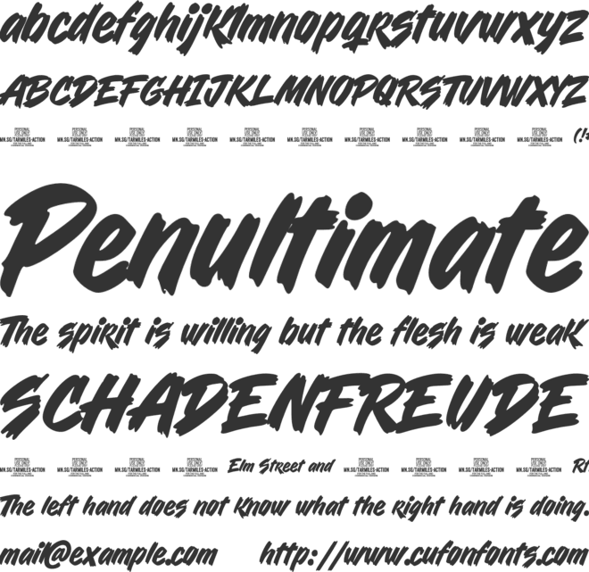 Tarmiles Action PERSONAL USE font preview