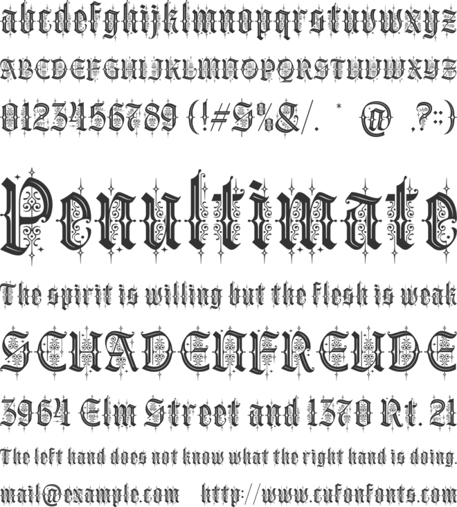 Arcanika Gothic font preview