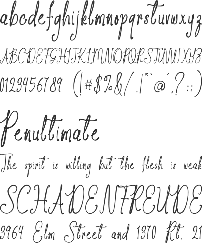 Wildflower Notes font preview