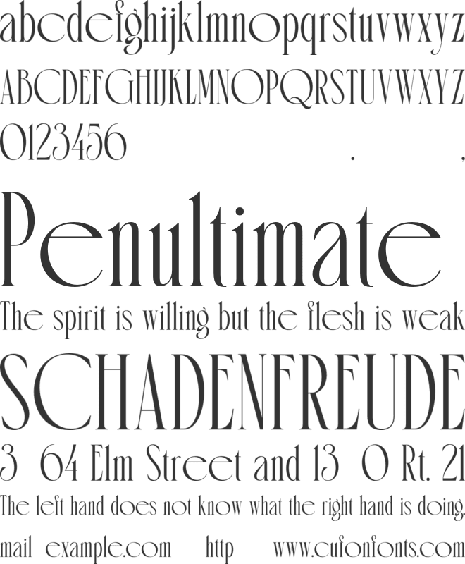 Mahrine Prestige font preview