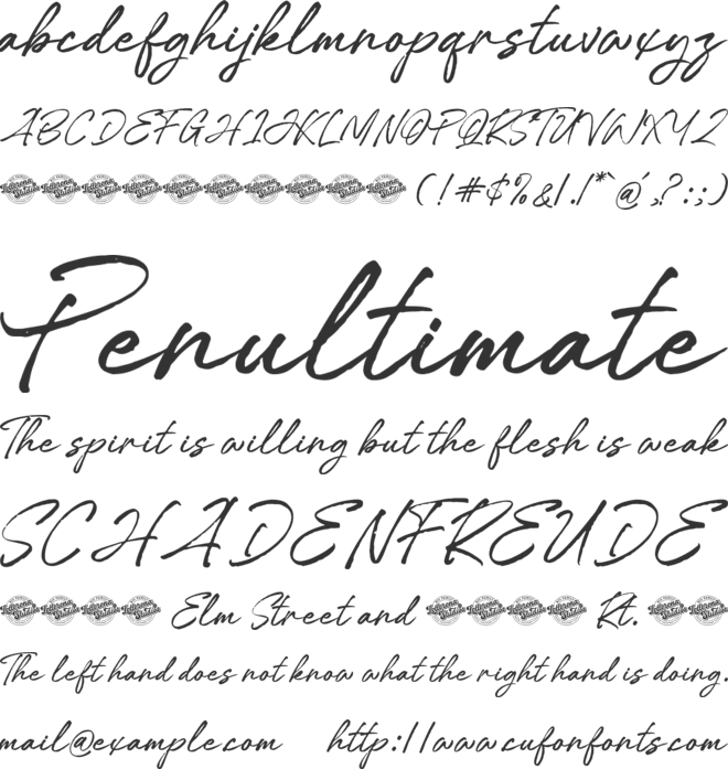 The Hantwels font preview
