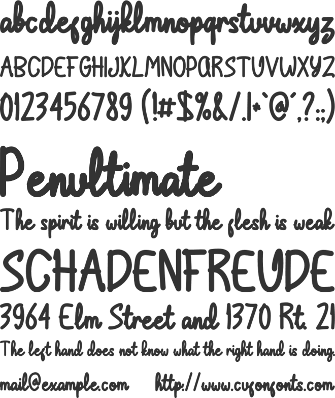 Dear_note font preview