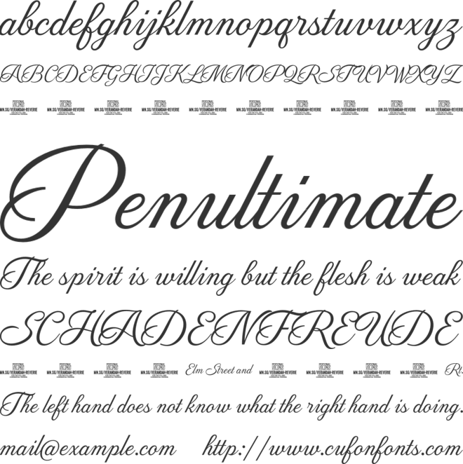 Verandah Reverie PERSONAL USE font preview