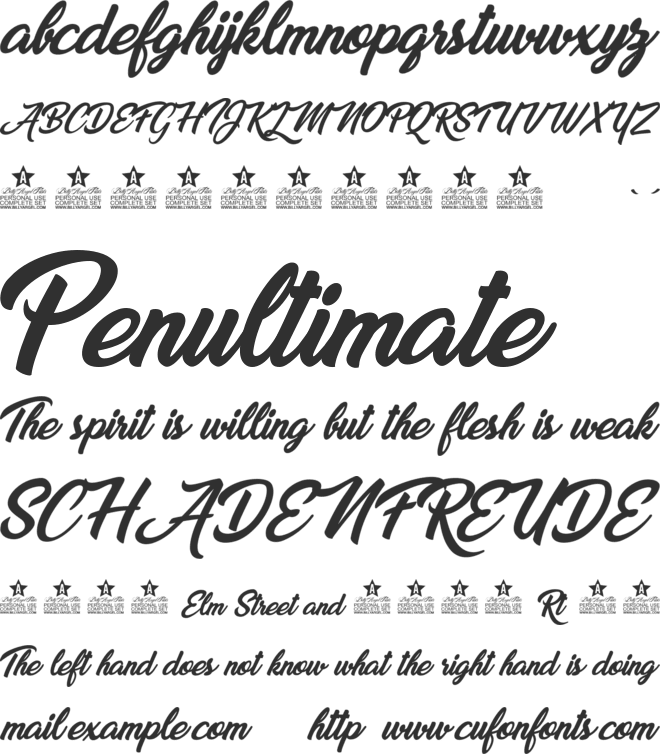Miraflor Personal Use font preview