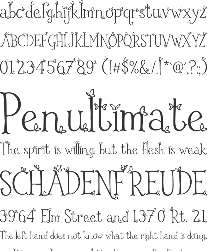 Adora Butterfly Personal Use font preview