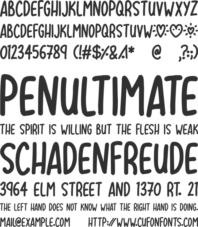 Lovehearts XYZ font preview