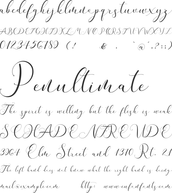 Andieny font preview