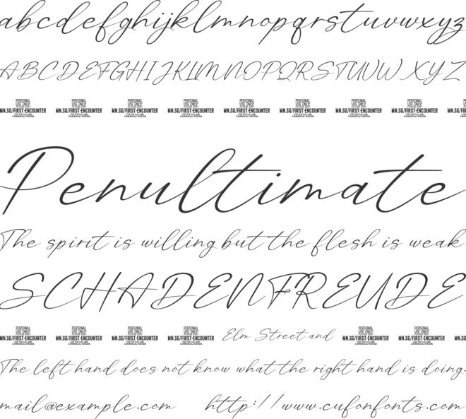 First Encounter PERSONAL USE font preview