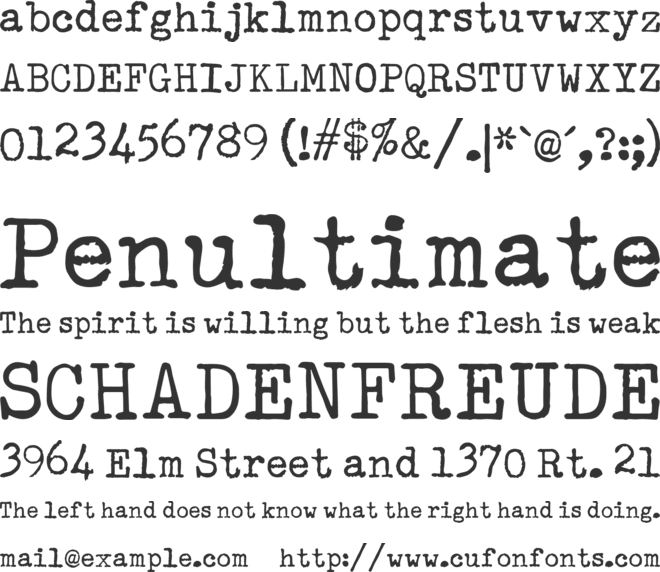 Remington Ragged font preview
