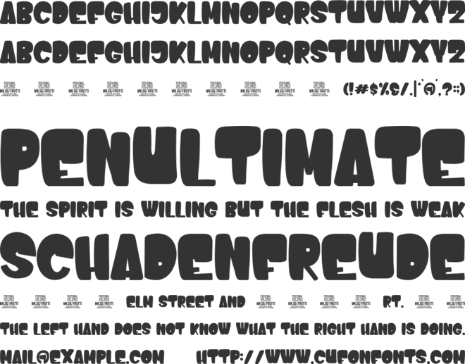Frutti PERSONAL USE font preview