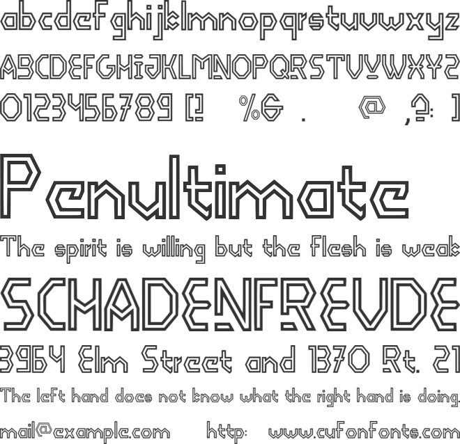 Virxen Outline font preview
